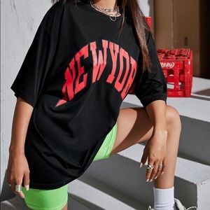 Letter Graphic Oversized Longline Tee